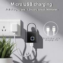 1PC Smart Fingerprint Padlock, USB Fast Charging, Long Battery Life, Can Record 20 Sets Of Fingerprints, Waterproof And Rust-Proof, Can Be Used In Various Scenarios Such As Gates, Schoolbags, Bicycles, Lockers, Etc. Stainless Steel Material, Thickened And Not Easy To Deform - Multicolor - View 7