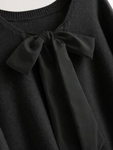 CosyJoli Luźny sweter w dużym rozmiarze, z dekoltem w serek i kokardą, wiązany na plecach, na jesień/zimę