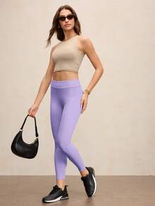 Activina High Waist Ruched Casual Slim Fit Stretchy Leggings Pocket Leggings - Purple - View 6