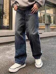 DAZY Men's Solid Color Casual Jeans - Navy Blue - View 3