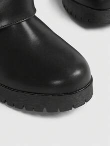 Sugerpunk Women's Fashion Adjustable Buckle Thick Heel Knee-High Boots For Christmas - Black - View 3