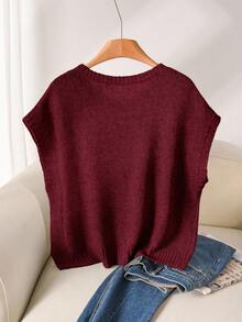 CosyJoli Plus Size Casual 3D Bow Round Neck Batwing Sleeve Loose Knit Top