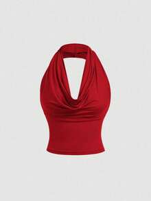 SHEIN MOD 1 pièce Débardeur ajusté élégant et minimaliste pour femme, de couleur unie, polyvalent pour l'été, 3 façons de le porter