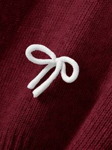 CosyJoli Plus Size Casual 3D Bow Round Neck Batwing Sleeve Loose Knit Top