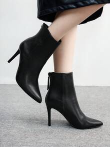 CUCCOO BIZCHIC Women's Pointed Toe Back Zipper Design Fashion High Heel Ankle Boots For Christmas - Black - View 5