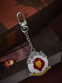 HARRY POTTER X SHEIN 1pc Fashionable Cartoon Element Couple Keychain, New Alloy Drip Oil Luxury Niche Exquisite Design - Platinum - View 4