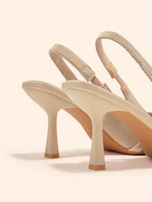 CUCCOO BASICS Women's Pointed Toe Buckle Design Everyday Versatile Fashion High Heels For Christmas - Apricot - View 4