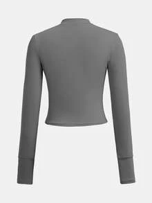 SHEIN 少女休闲纯色长袖上衣T恤和喇叭裤两件套，适合秋冬季日常穿着 - 灰色 - 查看 4