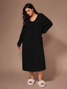 Lazeform 大码柔软亲肤雪纺碎花休闲双口袋蝴蝶结睡衣睡袍，哞哞睡裙