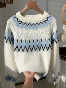 Comfortcana Femmes Décontracté Vague Rayé Col Rond Manches Raglan, Automne/Hiver Femmes, S Pour Femmes Femmes Pulls