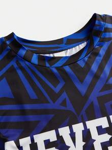 SHEIN 2pcs/Set Teen Boys' Graphic Print Sports T-Shirt And Shorts Set,Casual Athletic Outfit,Summer Streetwear Gym Soft Fabric Active Wear For School,Travel - Black - View 7