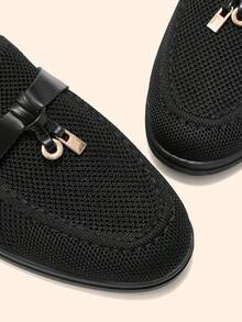 CUCCOO BASICS Damen Mode Schwarze Strick Stoff Bequeme Lässig Loafer, geeignet für Pendeln, Outdoor, Arbeit, Alltag - Schwarz - Übersicht 5