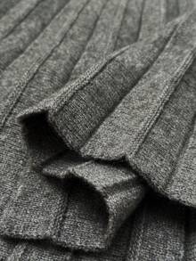 Sunspun 新款秋冬性感俏皮翻领百褶下摆针织连衣裙 - 灰色 - 查看 8