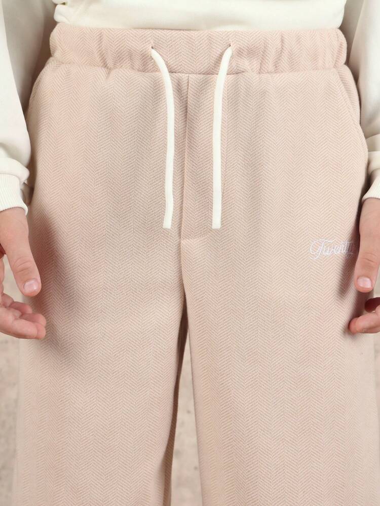 Fischgrätmuster-Schlupfhose mit Kordelzug