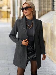 SHEIN Clasi Modischer Pendler-Mantel für Damen, Herbst/Winter Herbst Winter Neujahr Weihnachten - Grau - Übersicht 3