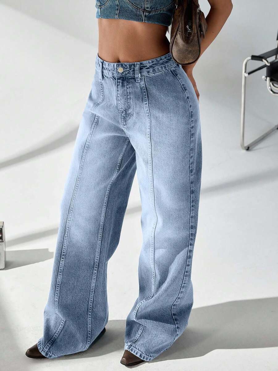 EURMUSE High Rise Light Blue Women's Casual Jeans - Light Wash - View 1