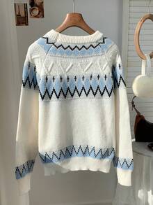 Comfortcana Femmes Décontracté Vague Rayé Col Rond Manches Raglan, Automne/Hiver Femmes, S Pour Femmes Femmes Pulls