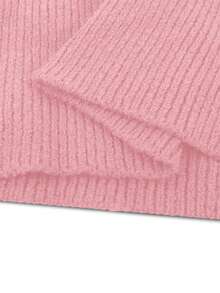 Franclia 女士秋冬交叉领正式时尚落肩长袖纯色假门襟金属纽扣针织套头毛衣粉色泡泡袖粉色开衫女式毛衣 - 粉色 - 查看 7