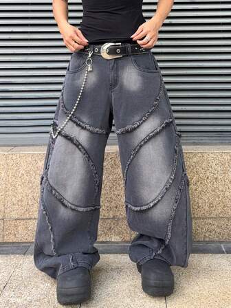 Street Life Jeans con borde deshilachado y dobladillo curvo para hombres