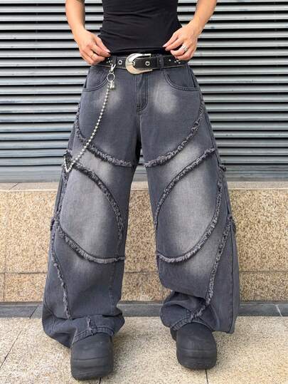 Street Life Jeans con borde deshilachado y dobladillo curvo para hombres