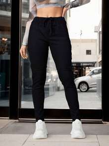 Jogger para mujer en varios colores con elastico en pretina y Tobillos - Negro - Ver 1