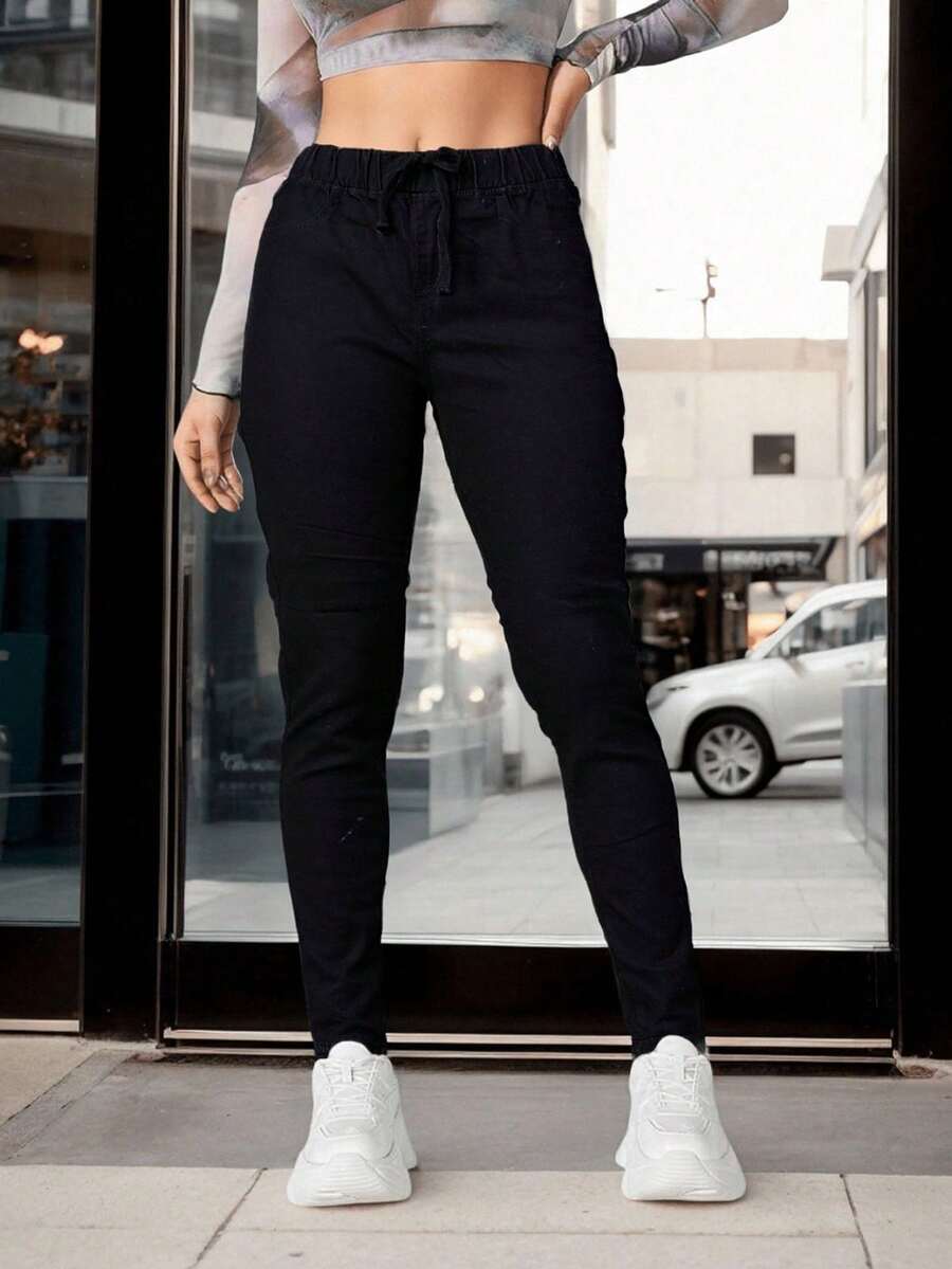 Jogger para mujer en varios colores con elastico en pretina y Tobillos - Negro - Ver 1