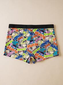 Nick 90s | SHEIN 1pc Men's Underwear With Nick 90s Digital Cartoon Print - Black - View 2
