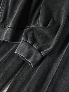 CosyJoli 大码休闲水洗雪花棒球夹克和宽松裤套装