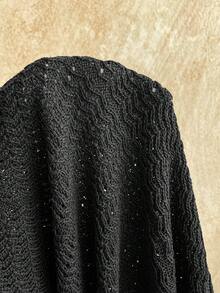 Soleia Bộ 2 món: Áo ống dệt kim họa tiết mới & Chân váy ôm sát midi - màu đen - Xem 6