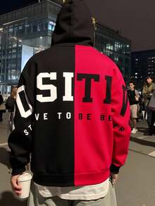 SHEIN Tween Boy 运动款大字母拼色连帽卫衣，适合春夏秋冬，适合户外玩耍、上学、街拍、聚会和居家休闲，性价比高