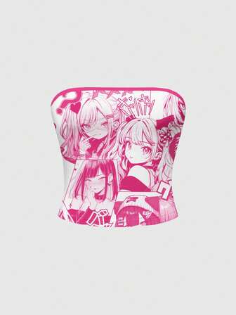 Sexy Punk Anime inspiriertes Cartoon-Grafik Crop Top für Frauen