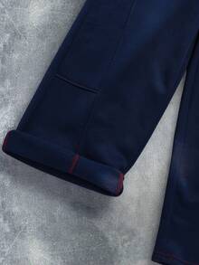 Lässige, locker sitzende Patchwork-Grau Gerade Bein Jogginghose, vielseitige Sporthose für Teenager Jungs, ganzjährig - marineblau - Übersicht 3