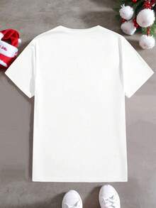Manfinity RebelGame Men's Casual Holiday Football & Christmas Cartoon Graphic T-Shirt - White - View 3