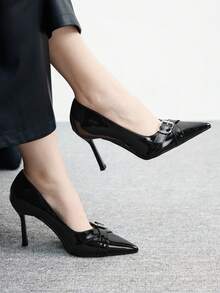 CUCCOO BIZCHIC 极简纯色尖头细跟女式高跟鞋 - 黑色 - 查看 1