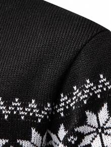 Manfinity Mode Men's Striped Knitted Sweater With Thermal Lining, Autumn/Winter Knitted Pullover Sweater For Men