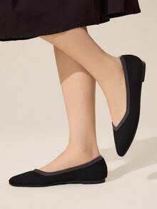 CUCCOO BASICS Bailarinas de punta fina versátiles y minimalistas para uso casual y de oficina - Negro - Ver 3