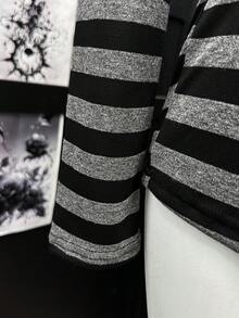 EgrlEra 两件套女士条纹长袖拉链连帽露脐上衣和短裤套装 - 彩色 - 查看 6