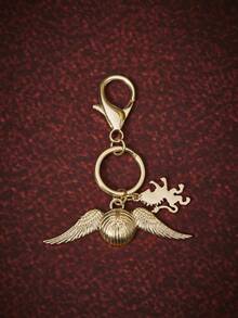HARRY POTTER X SHEIN 1pc Fashionable Cartoon Element Couple Keychain, Creative Alloy, Luxury Niche, Suitable For Party - Gold - View 2