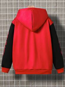 Fantacosmos Veste à capuche pour garçons avec imprimé araignée, manches contrastées avec patchwork, coupe ample et confortable, polyvalente. Convient pour l'automne, le printemps, l'hiver, le port quotidien, les déplacements, les activités extérieures, les sports, l'école, le streetwear, les fêtes, les séances photo