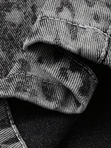 DAZY Women's Casual Korean Style Washed Loose Fit Street Leopard Print All-Match Jeans - Grey - View 7