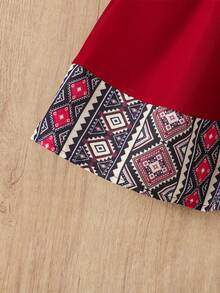 Vestido de manga corta de verano para niñas bebé con estilo de Oriente Medio + bolso a juego, conjunto versátil, de moda y cómodo - Rojo - Ver 8