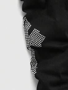 ROMWE MEN Street Life Men's Casual Fashion Street Daily Commute Rhinestone Cross Flared Jeans - Black - View 4