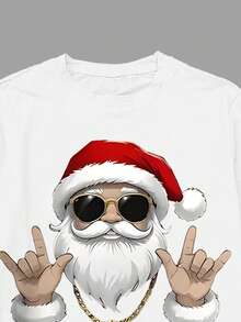 Manfinity Homme 男士圣诞老人印花圆领长袖休闲T恤 - 白色 - 查看 3