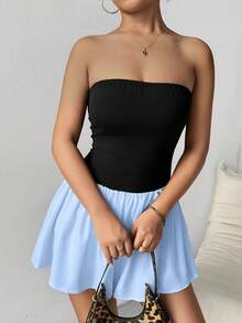 Chiquease 女士夏季時尚色塊露肩迷你連身裙 - 彩色 - 查看 4