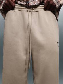 PLAYBOY X SUMWON Wide Leg Relaxed Sweatpants With Drawstring Waist Casual Comfort Loungewear For Winter Fall Season - Brown - View 7