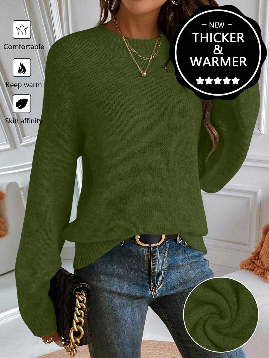 EMERY ROSE Upgraded Premium Thick Women's Olive Green Turtleneck Sweater - Olive Green - View 1