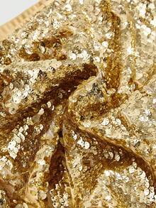 ROMWE Avant Quần short mini đính sequin vàng sáng bóng, cạp trễ gợi cảm, thích hợp cho tiệc tốt nghiệp, lễ hội âm nhạc - Vàng - Xem 4