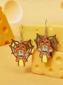 TOM & JERRY X SHEIN 1 Pair Fashionable Women's Popular Cartoon Element Zinc Alloy Earrings - Orange - View 1