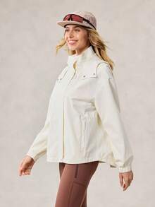 OutZeal 女士户外夹克 露营徒步 防水防风 抽绳腰带 多口袋 - 米色 - 查看 11