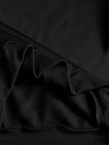SWAVVY 男士布鲁克林印花圆领长袖卫衣，保暖内衬，宽松版型，街头风，布鲁克林球衣，男士卫衣，街头服饰，标语印花圆领长袖卫衣，男士圆领长袖卫衣 - 黑色 - 查看 6